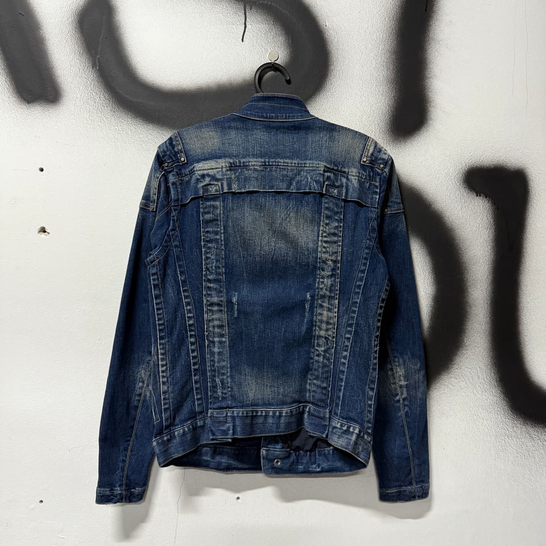 버커루 워싱 진청 크롭 바이커 데님 자켓 상품이미지2