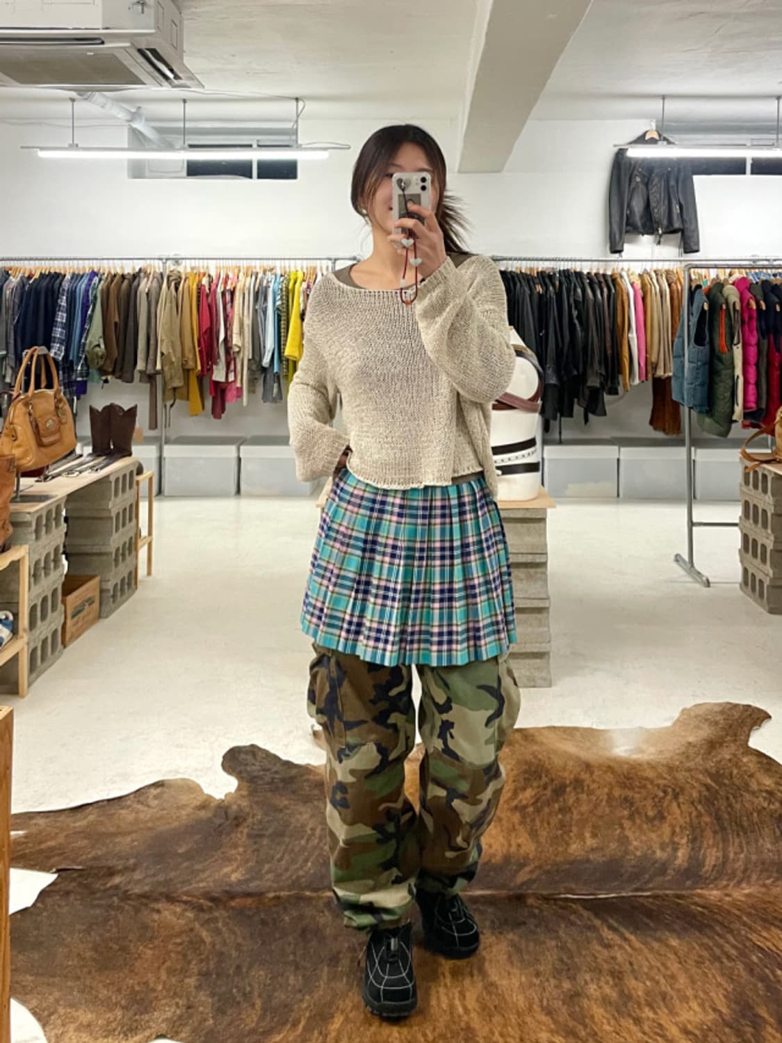 VTG kitch check skirt 일본 빈티지 키치 스커트 상품이미지1