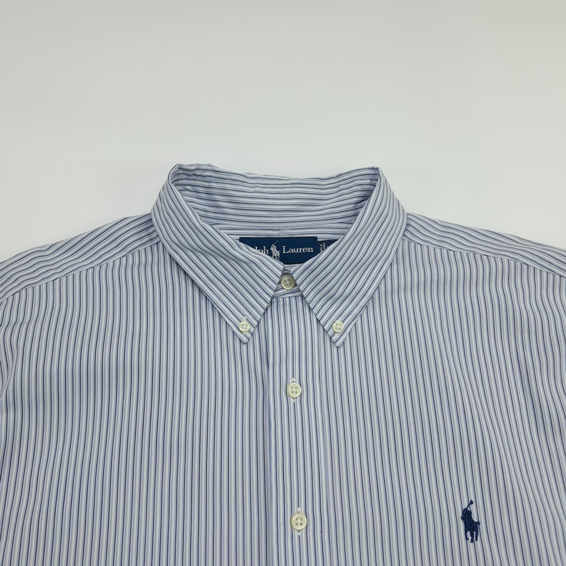 Co515 2XL 폴로 랄프로렌 블루블랙 스트라이프 반팔 셔츠 남방 상품이미지2
