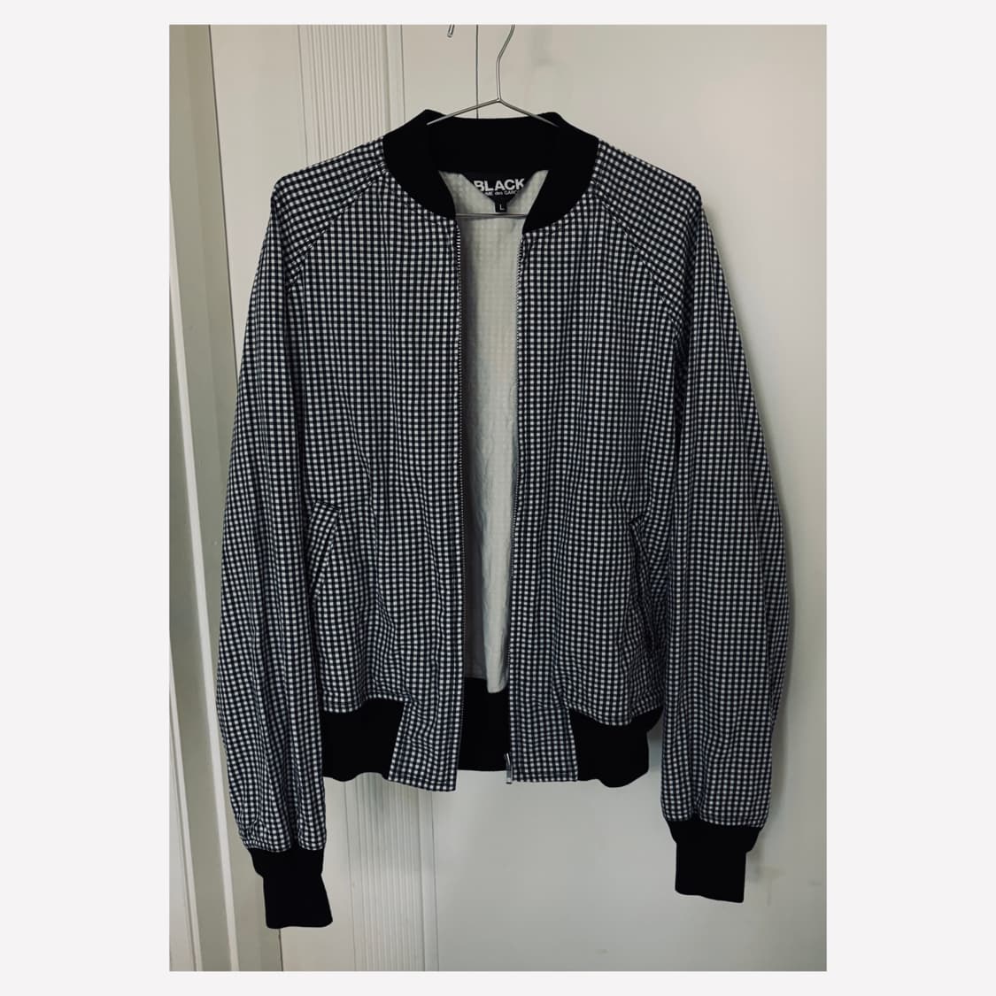 꼼데가르송 블랙 깅엄체크 봄버 자켓 상품이미지1