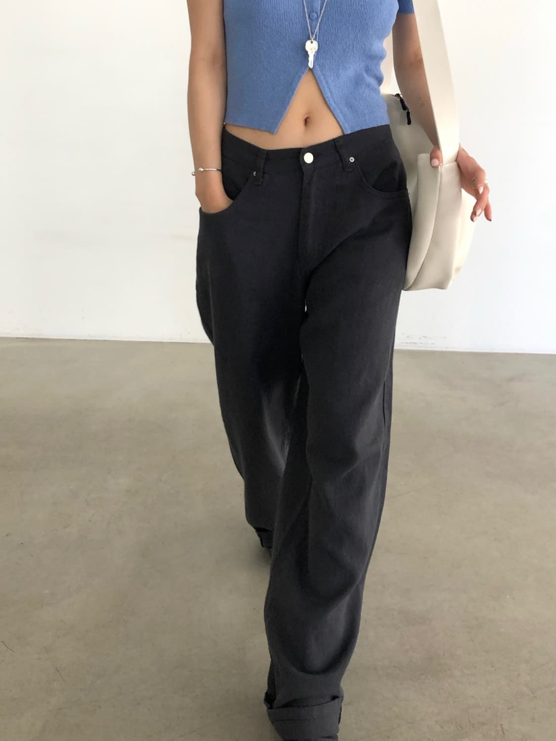 베이직 린넨 팬츠(차콜, M) 상품이미지6