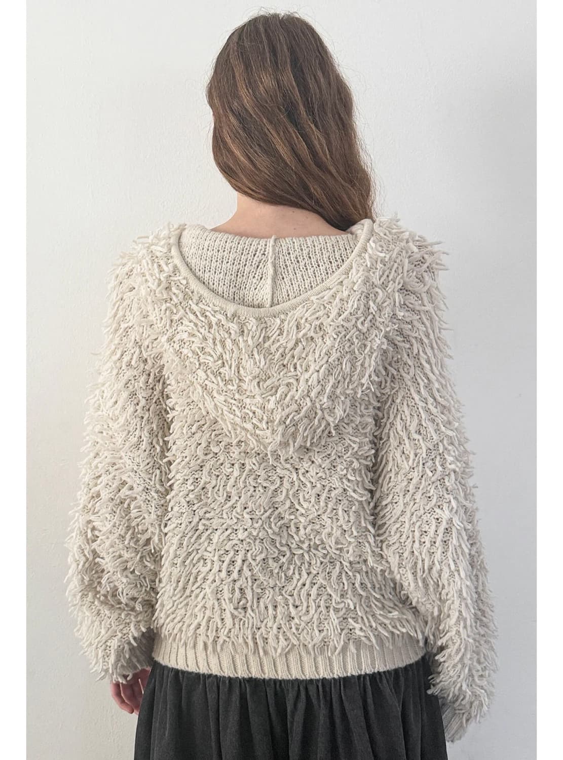 시눈 프린지 후디드 니트 집업 상품이미지3