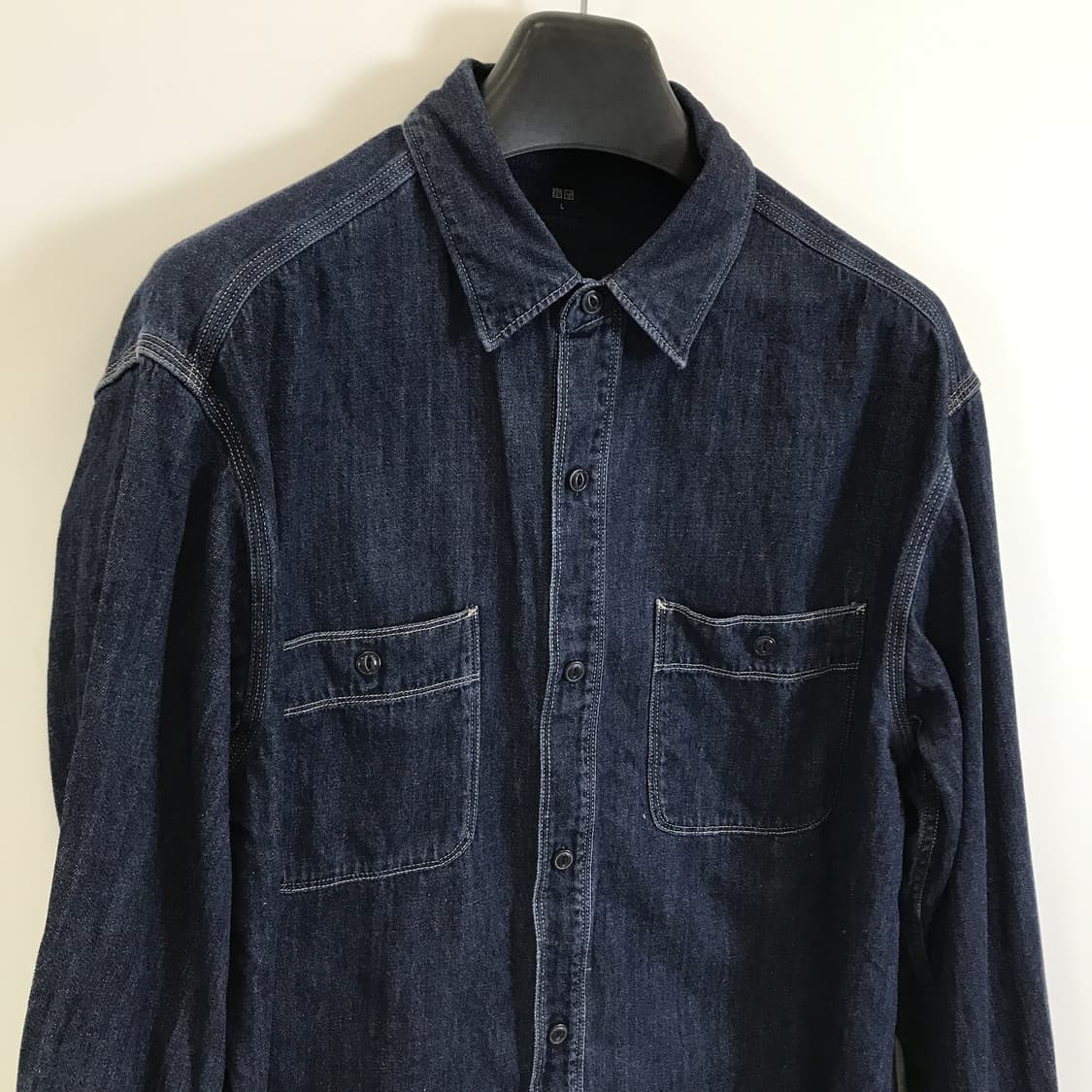 유니클로 데님 워크셔츠 진청[L] 상품이미지2