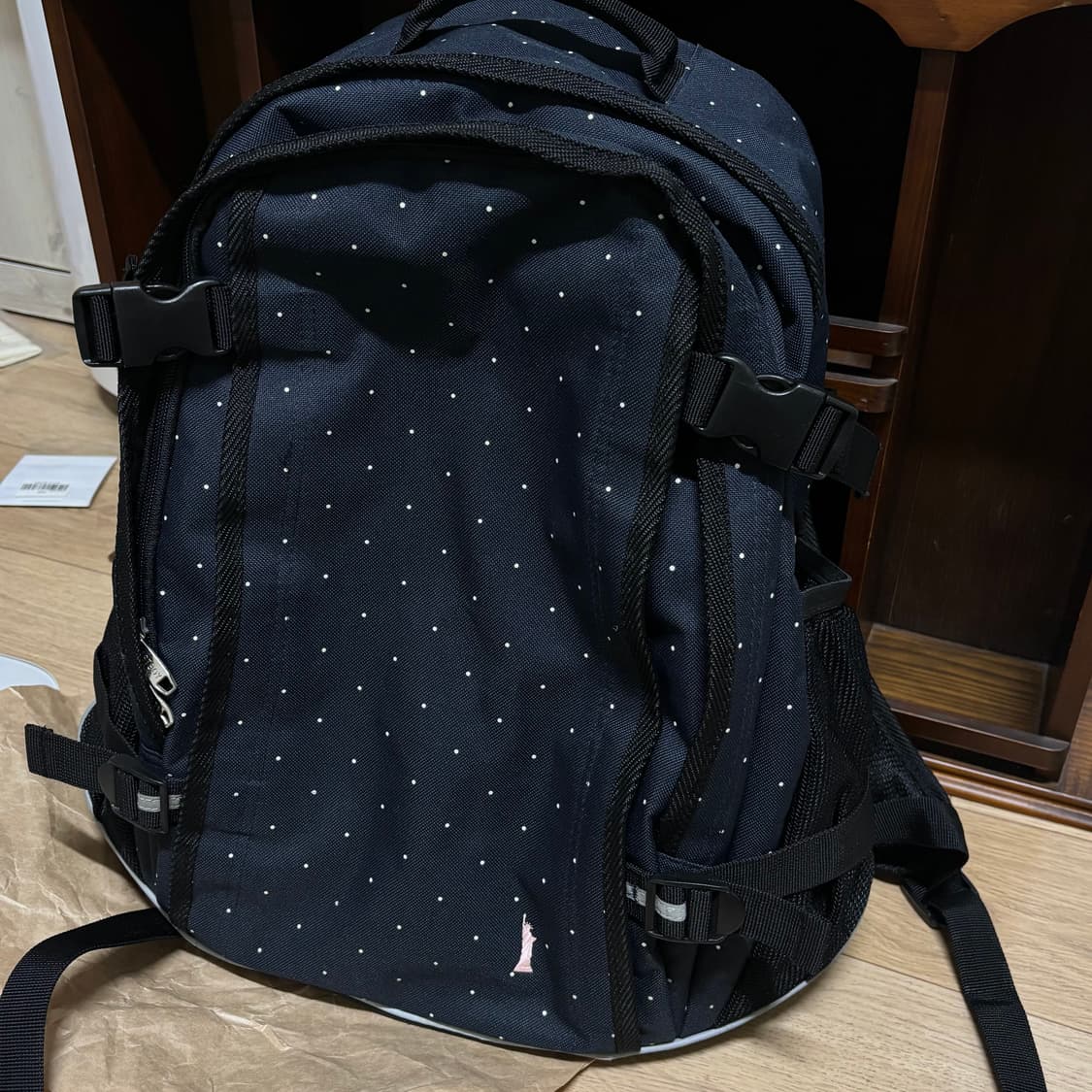이스트보이 네이비 도트 백팩 빈티지 배낭 가방 하구미 모리걸 대장템 상품이미지1