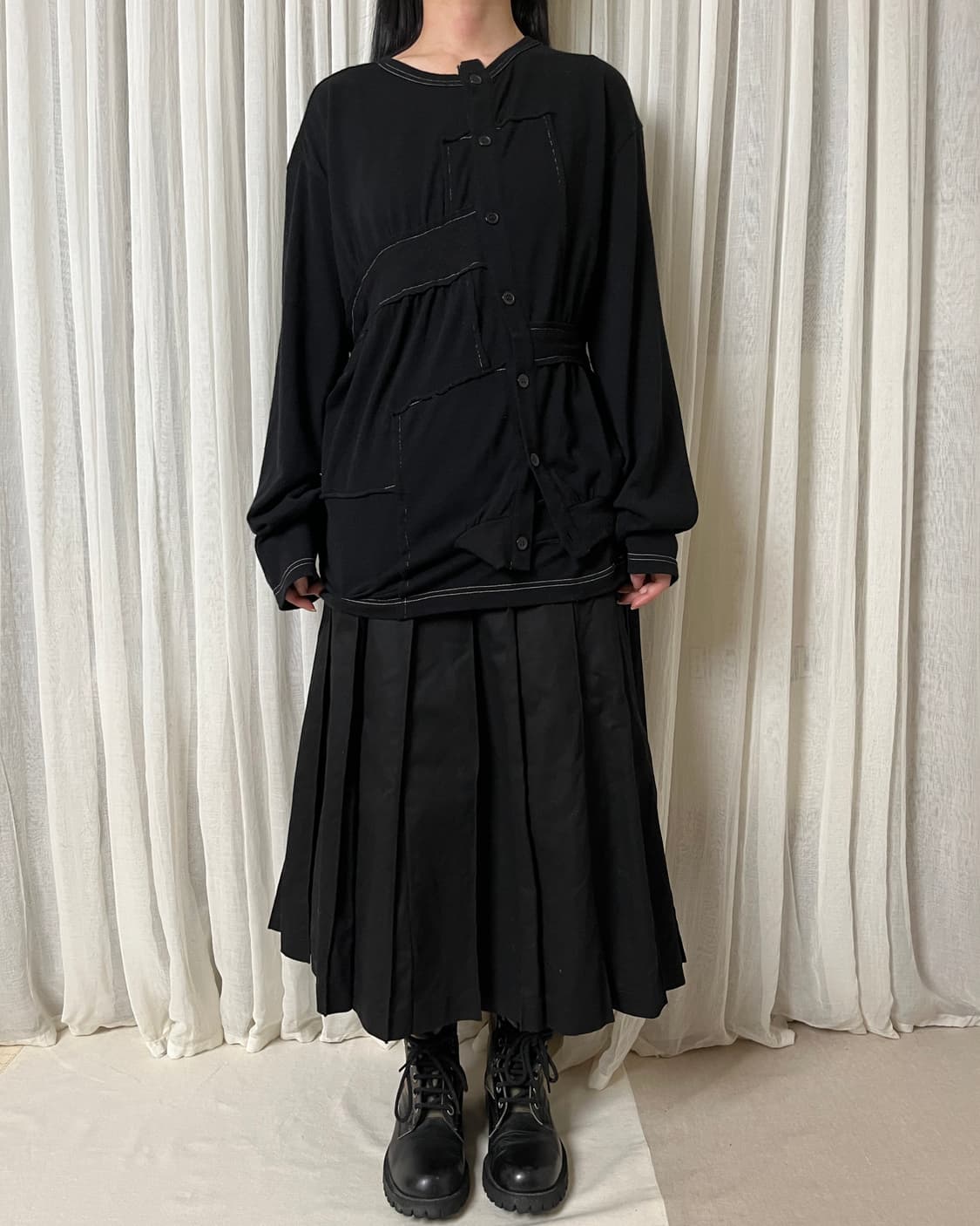 요지야마모토 패치워크 라운드넥 가디건 yohji yamamoto  상품이미지7