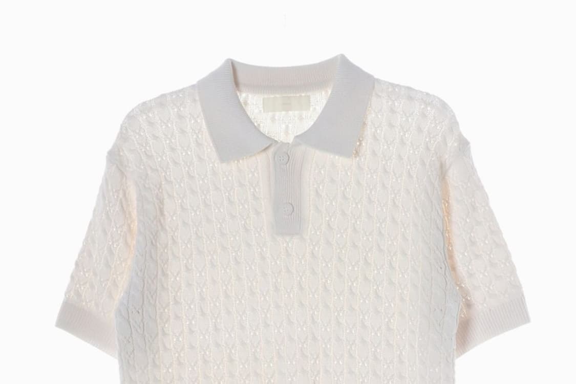 미나브 아이보리 케이블 반팔 카라 니트 M 상품이미지3