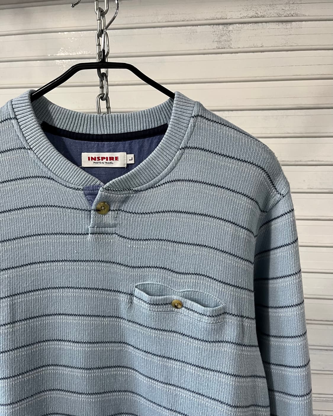 Inspire stripe henley neck knit 상품이미지6