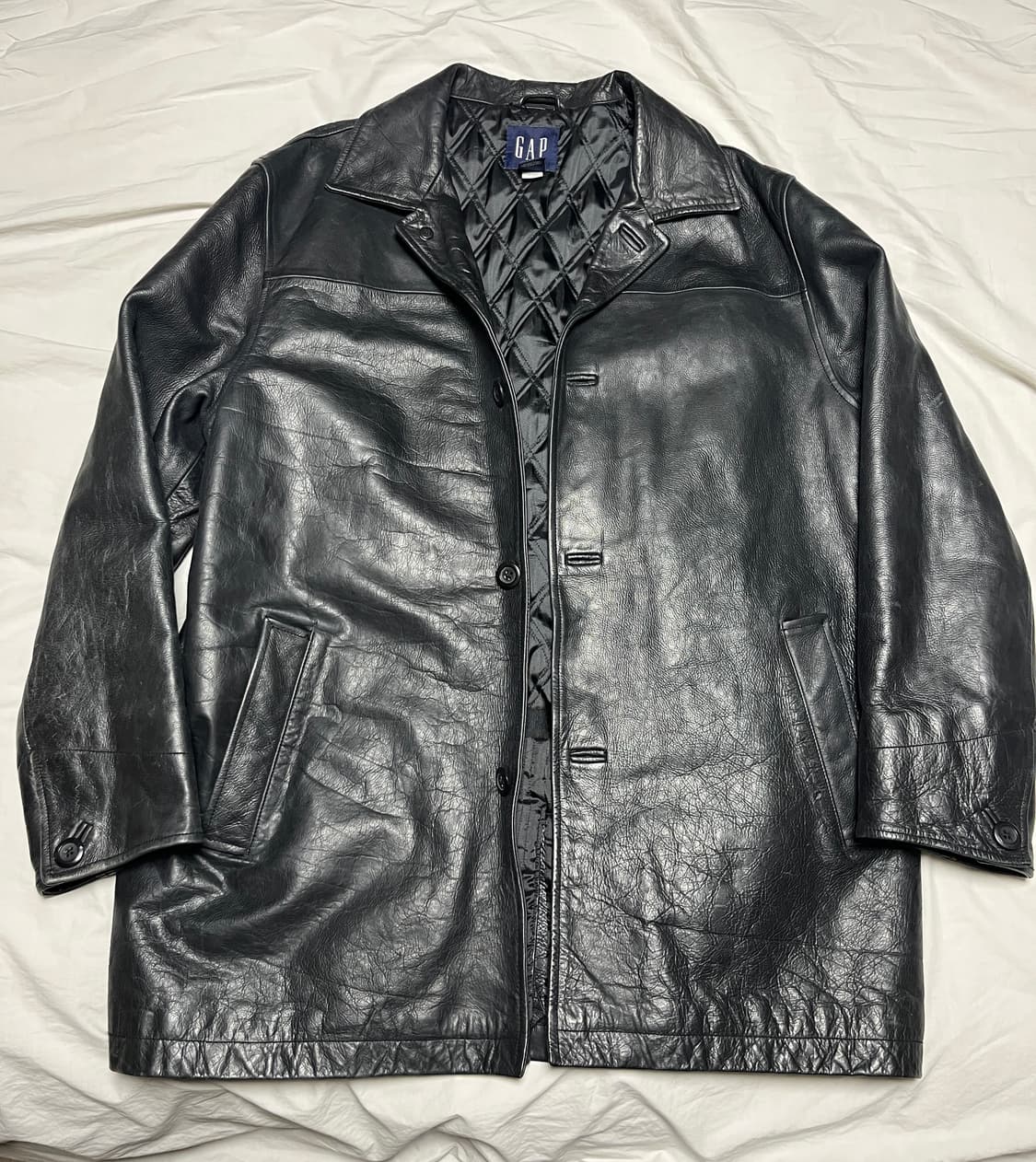 [L] GAP 올드 갭 레더 카코트 블랙 상품이미지1