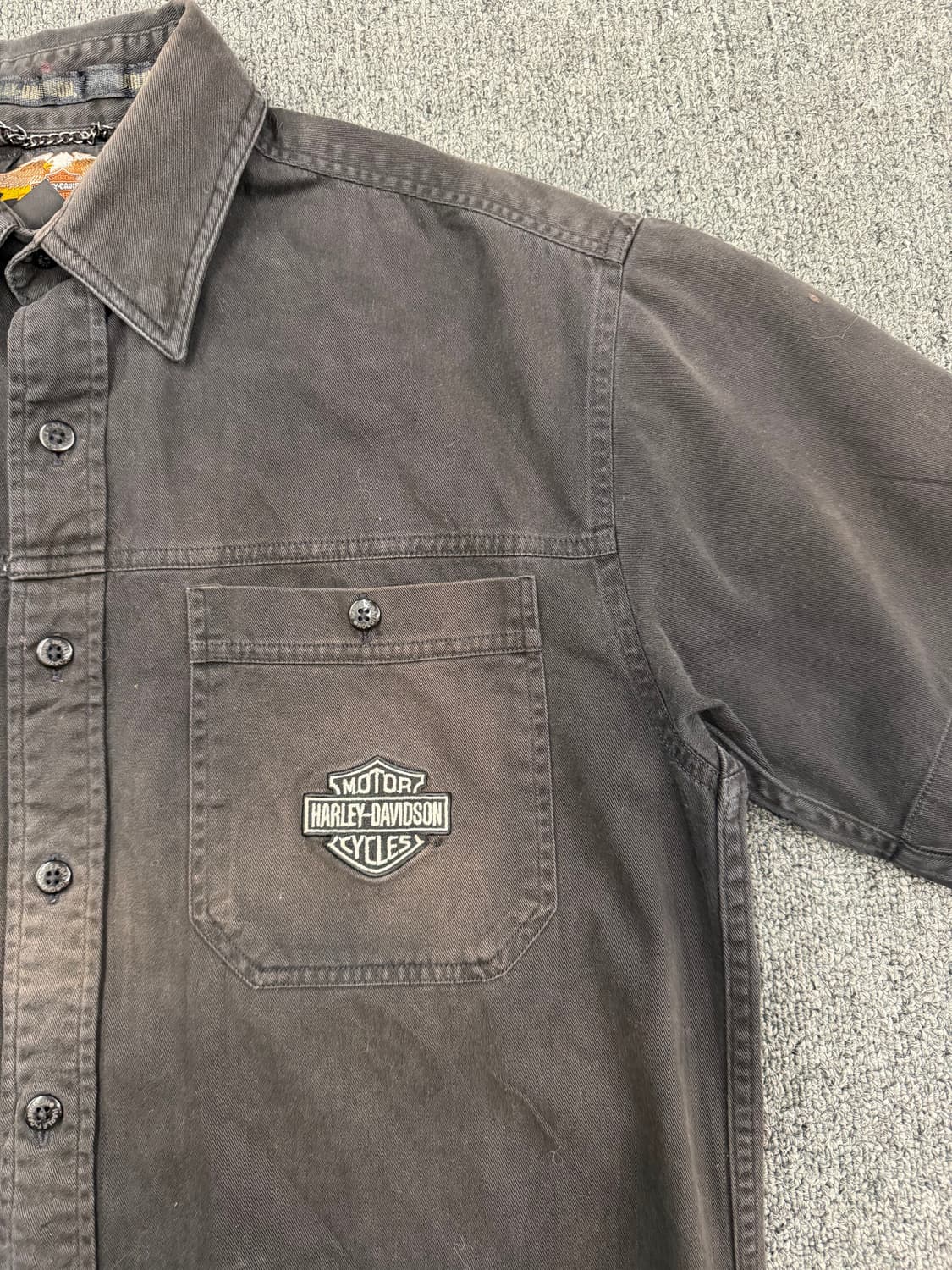 M)할리데이비슨 빈티지 로고패치 반팔 셔츠 상품이미지5