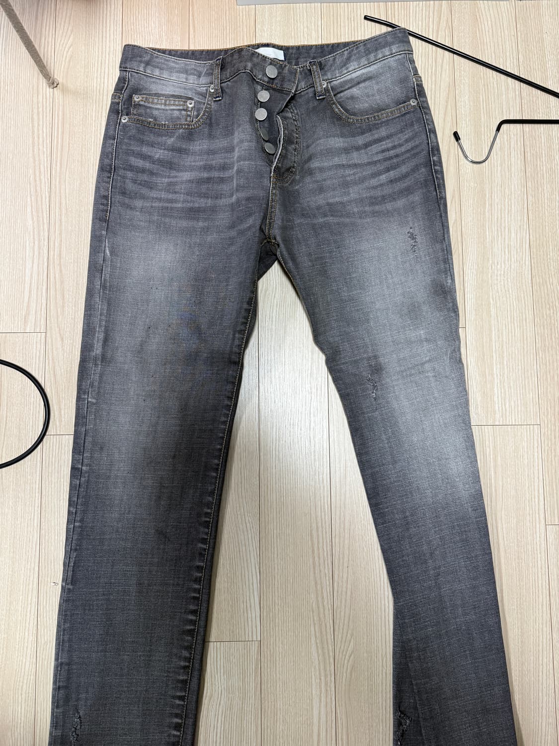 언더마이카 리전.03 슬림핏 블루 스티치 워시드 진 워시드 그레이 상품이미지3