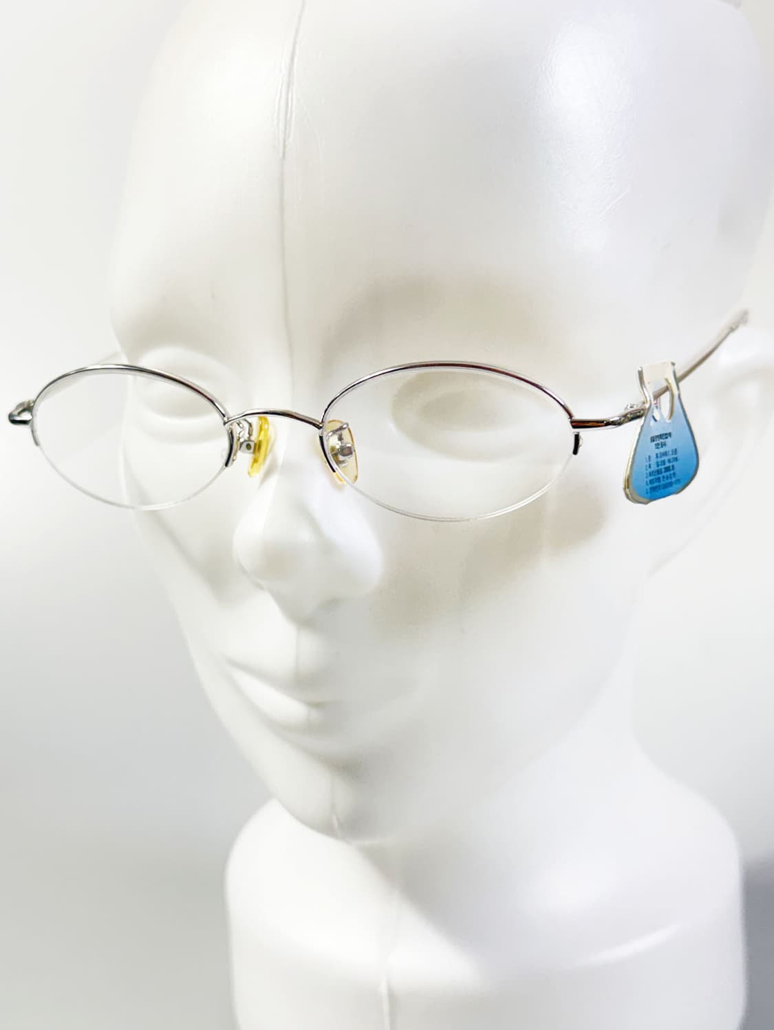 E-CLUB 실버 메탈 오벌 반무테 프레임 빈티지 안경 상품이미지8