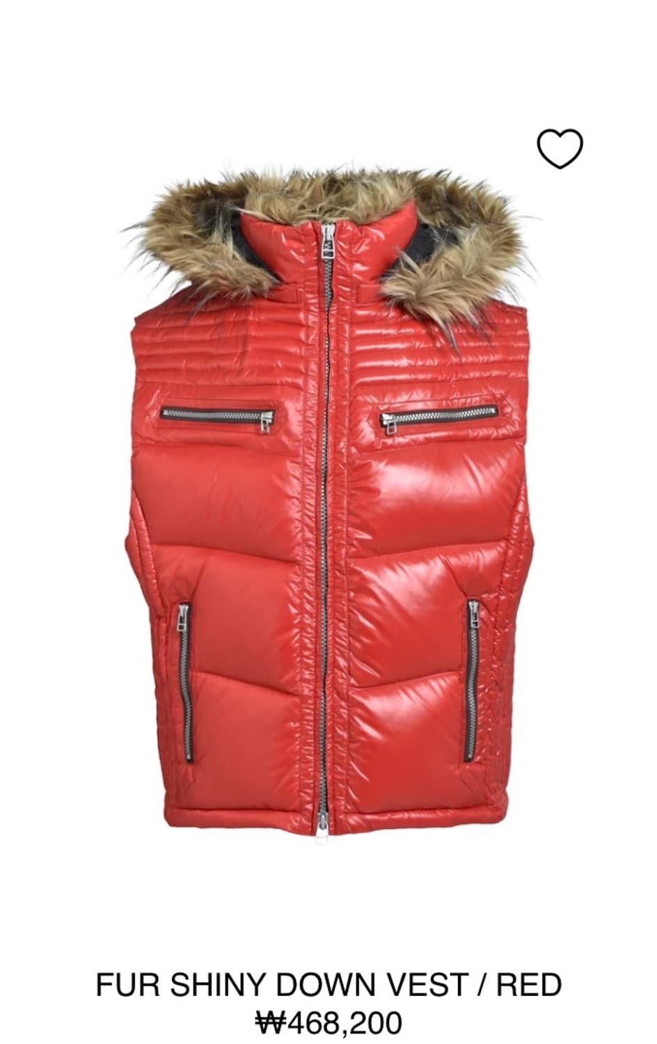 BREATH 퍼 샤이니 다운 베스트 레드 XL 상품이미지1