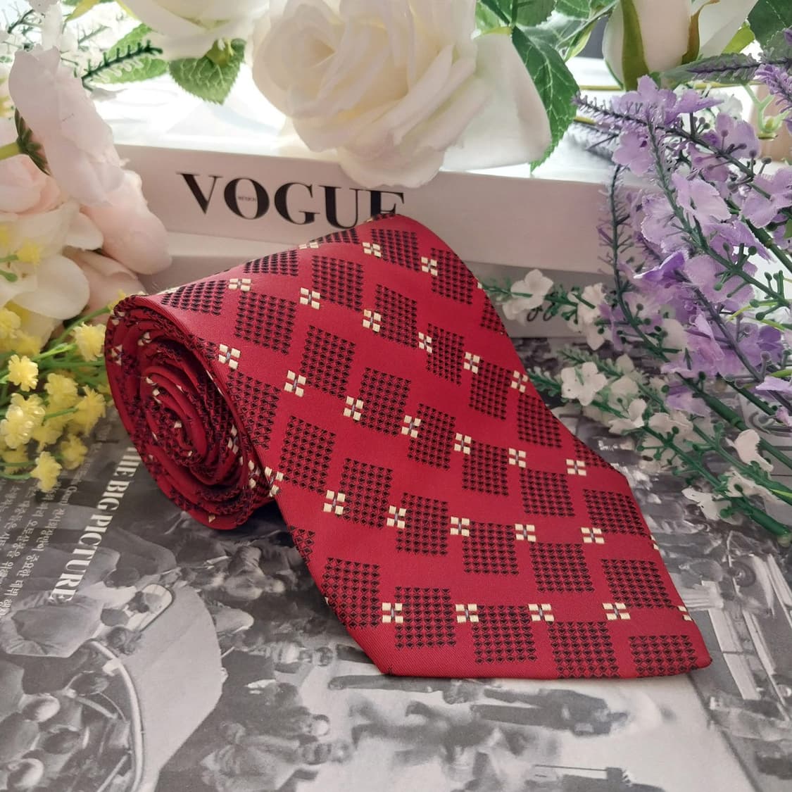 NINO CERRUTI 세루티 실크 와인레드 자카드 넥타이 9.8cm A 상품이미지2