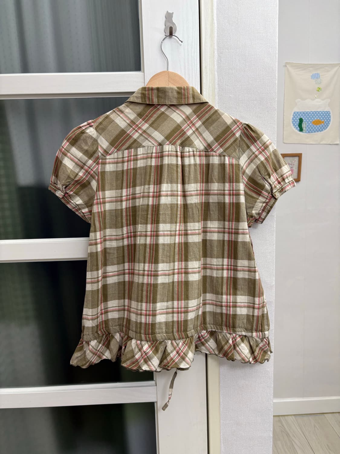 카키 체크 둥근카라 블라우스 상품이미지6