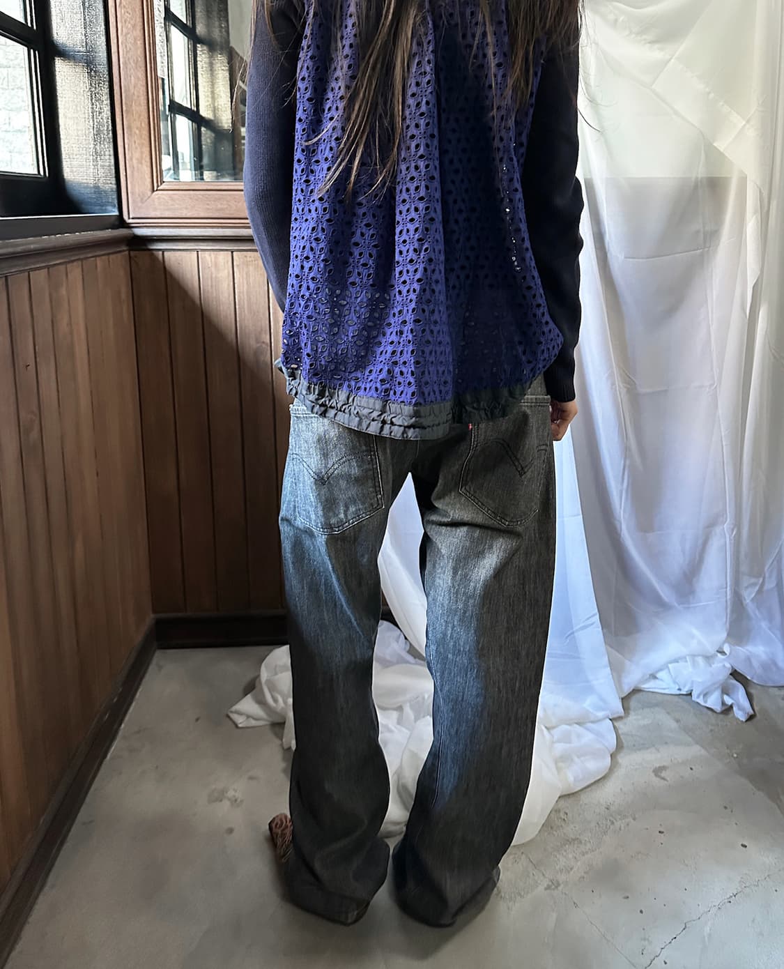 SACAI hole lace string cardigan 상품이미지5