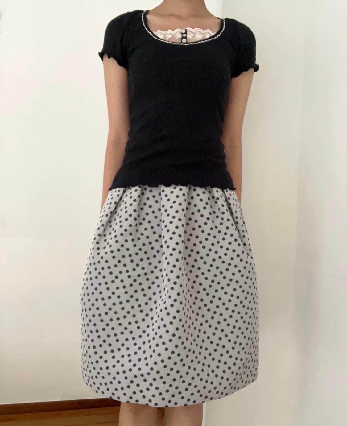 🪽빈티지 도트 미디 스커트 상품이미지2