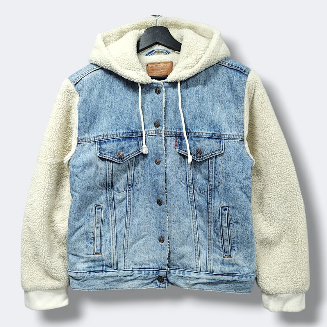 [M/90] 리바이스 우먼 보이핏 쉐르파 후드 트러커 자켓 상품이미지1