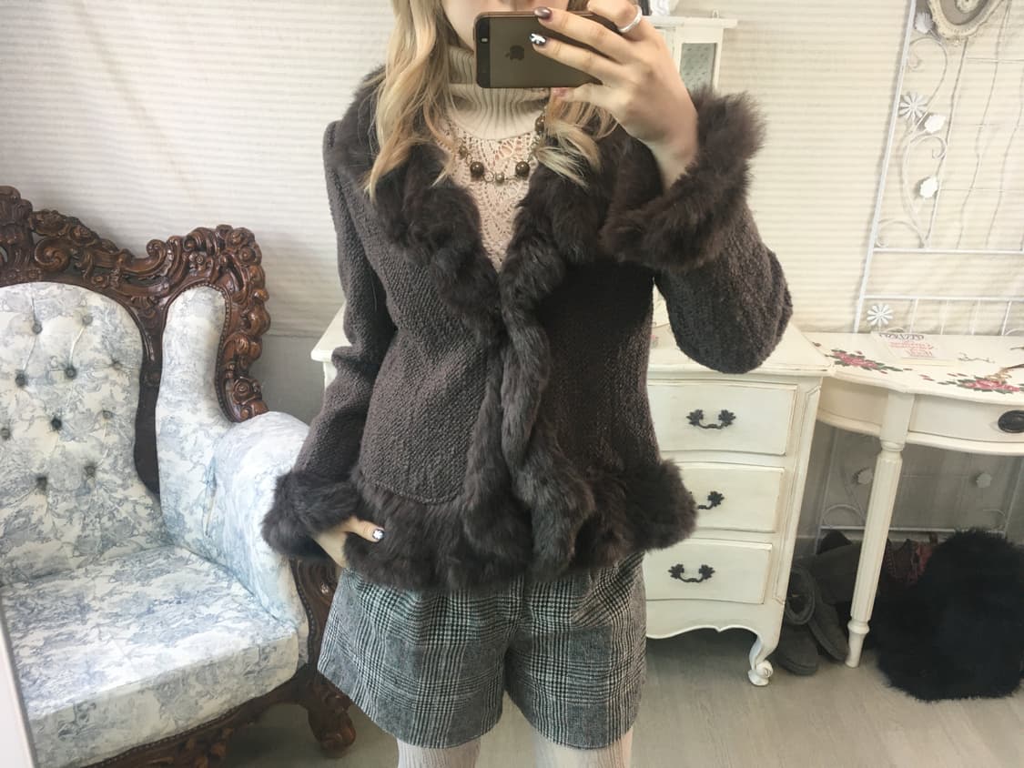 jpn vintage rabbit fur tweed wool jk 상품이미지3