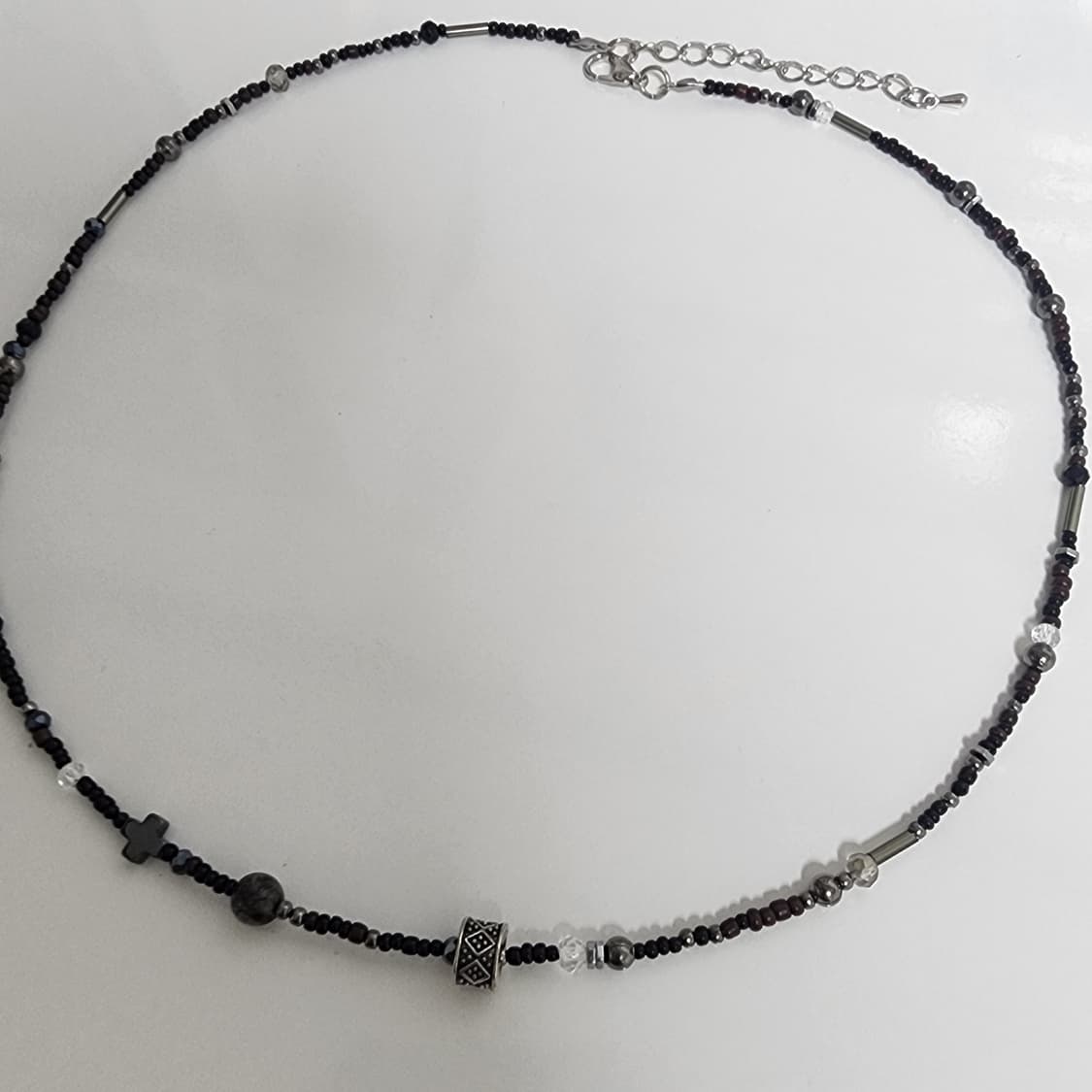 남자 십자가,원석 비즈 목걸이 상품이미지2