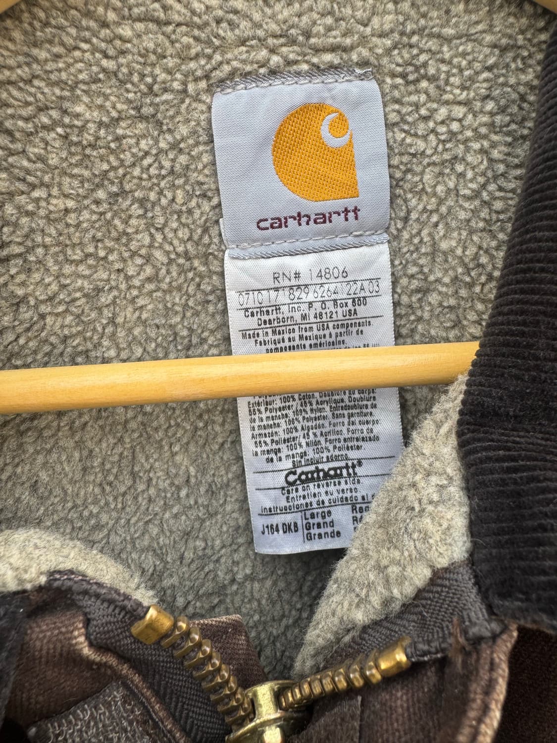 칼하트 빈티지 j164 다크브라운 페이딩 디트로이트 워크 자켓 상품이미지6