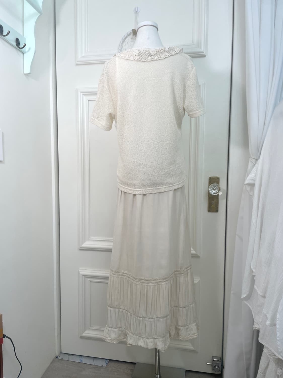 ivory half cardigan&EARTH lace trim slee 상품이미지4