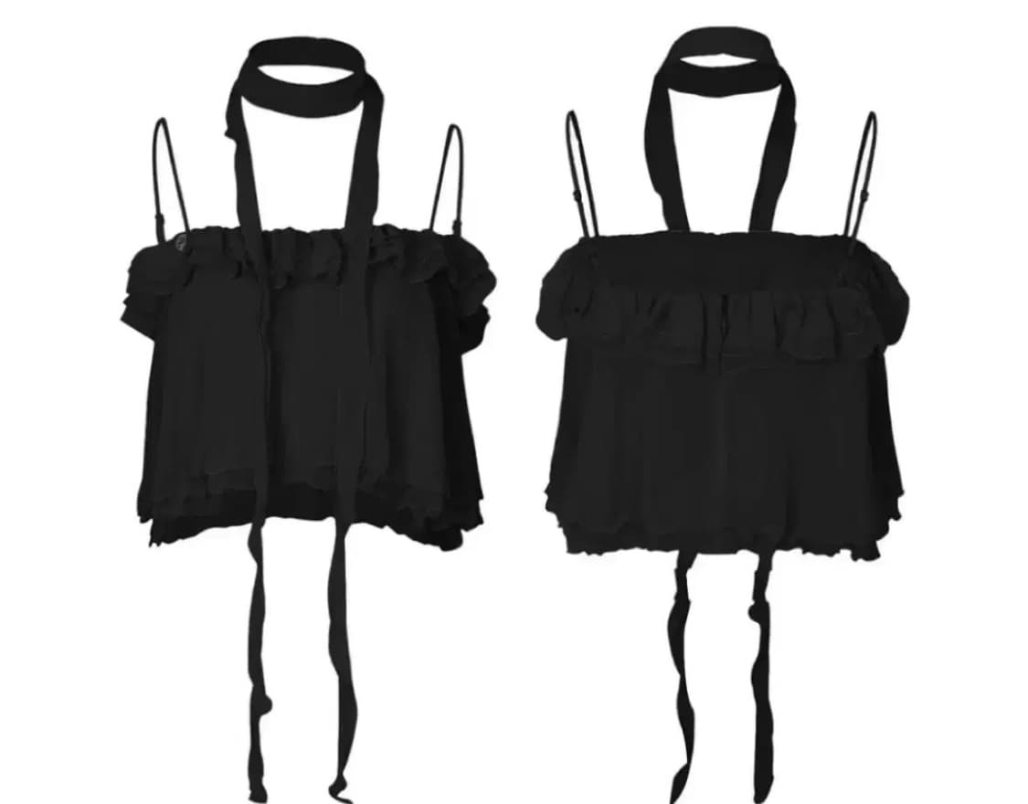 페인오어플레져) Lily Scarf Top BK M 상품이미지2