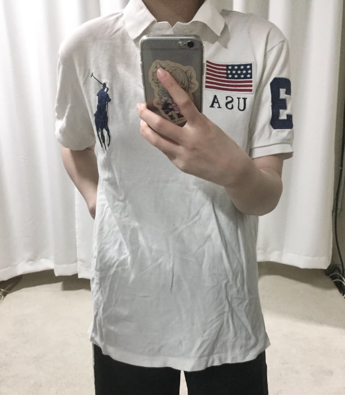 폴로 랄프로렌 USA 화이트 빅포니 카라 치프키프 PK 반팔 티 상품이미지1