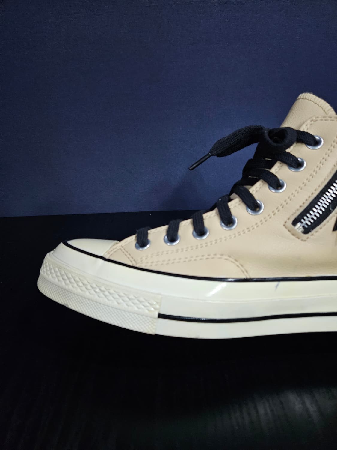 컨버스 척테일러 베이지 남성 255 집업 가죽 하이탑  상품이미지6