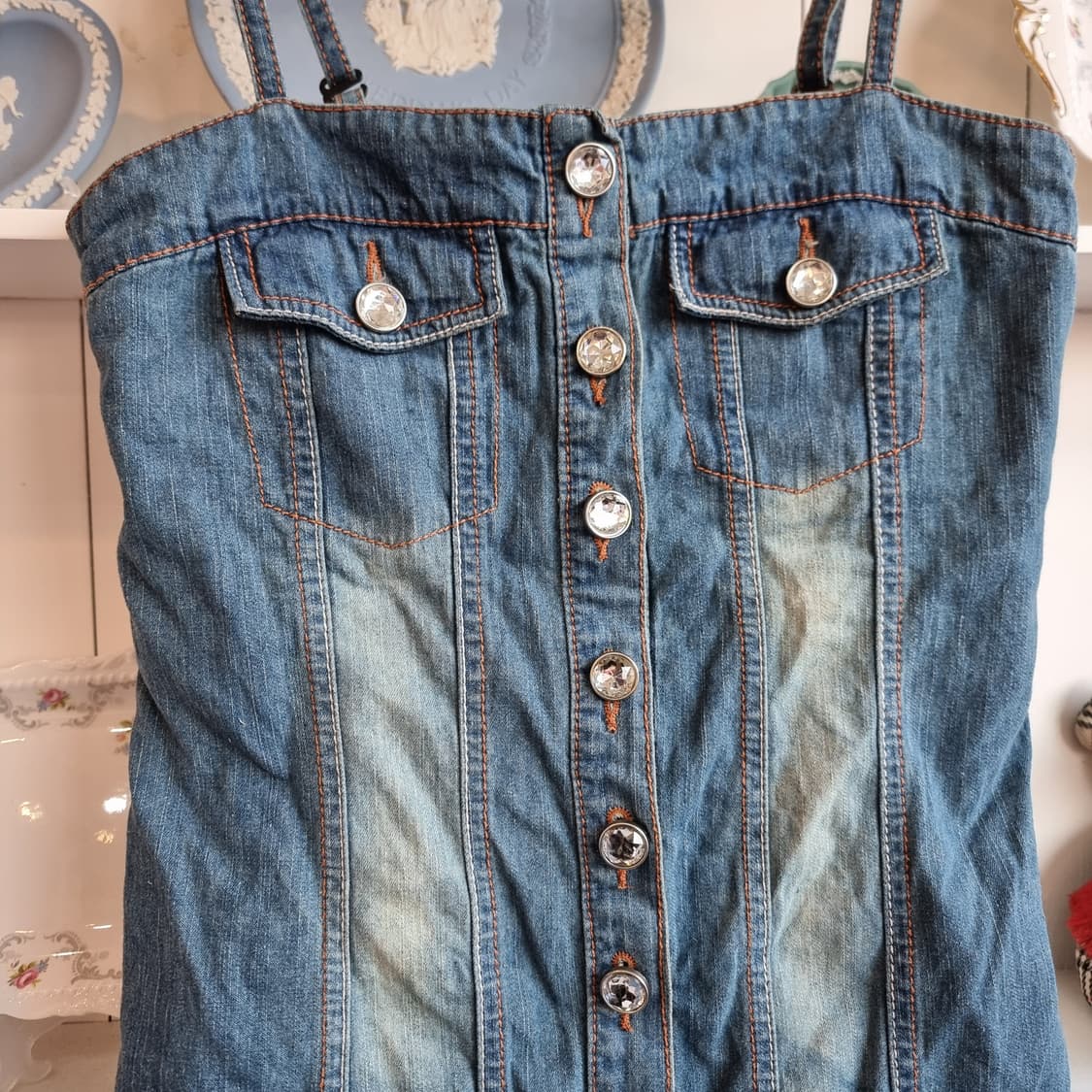 일본 데님 프릴 미니원피스 상품이미지2