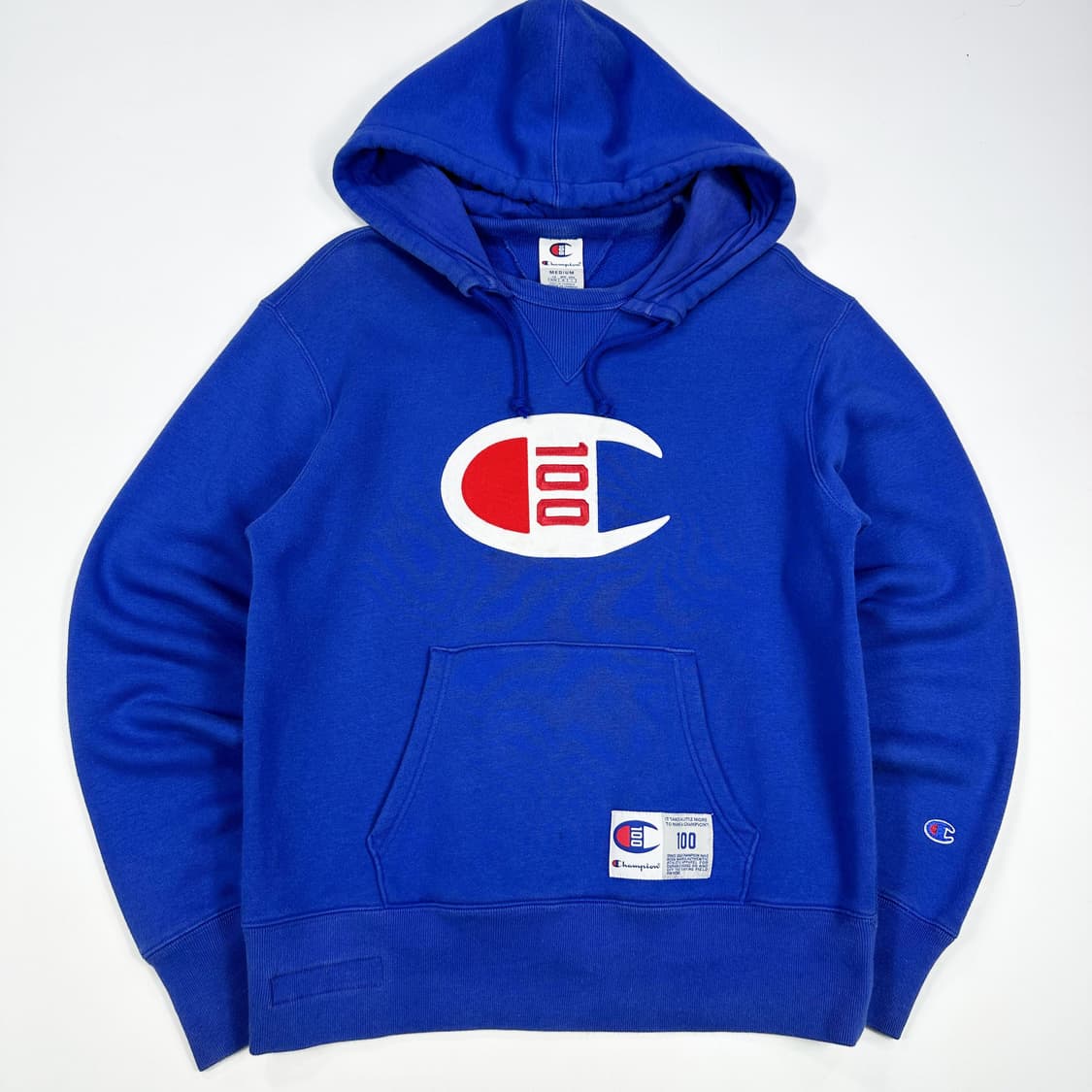 챔피온 100주년 센터로고 후드티 블루 M 상품이미지1