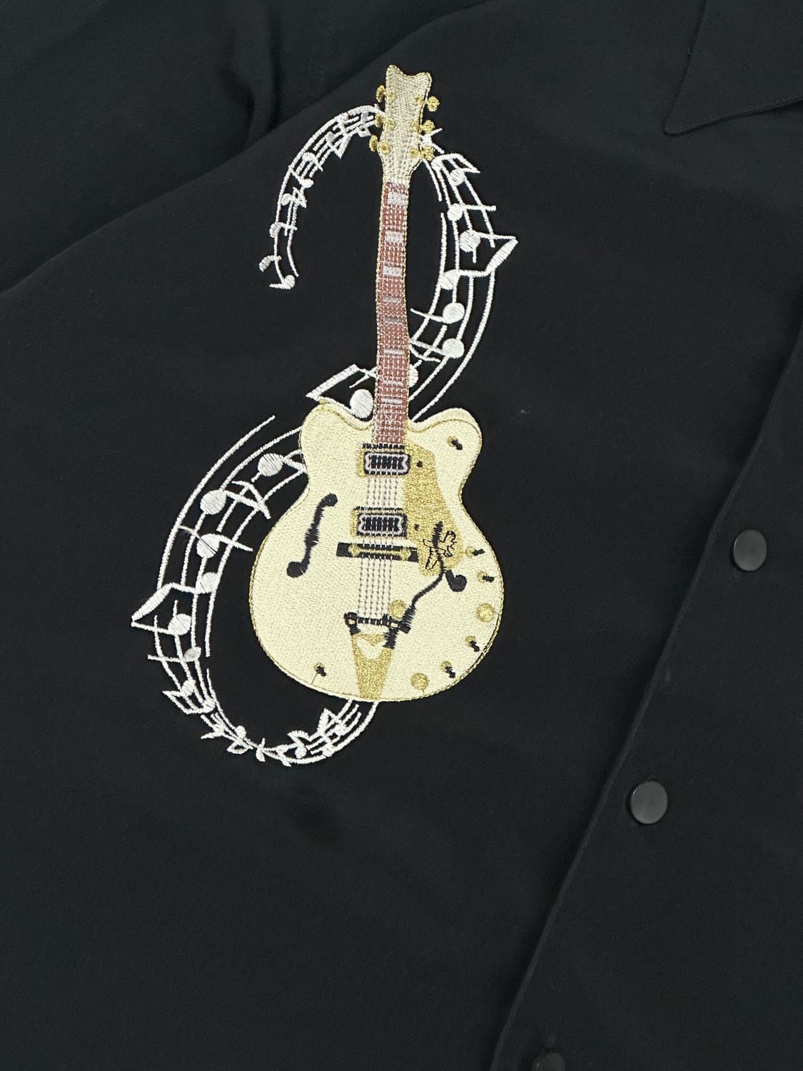 Dragonfly 🎸빈티지 자수 기타 오버핏 카라 셔츠 블랙 보헤미안 상품이미지4