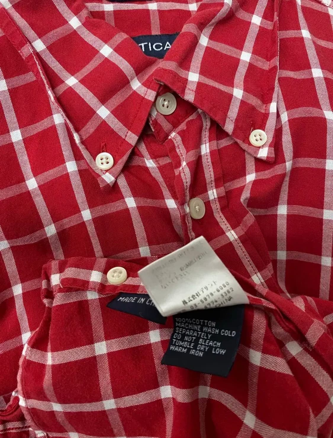 노티카 빈티지 체크 레드 남방 L-XL 상품이미지6