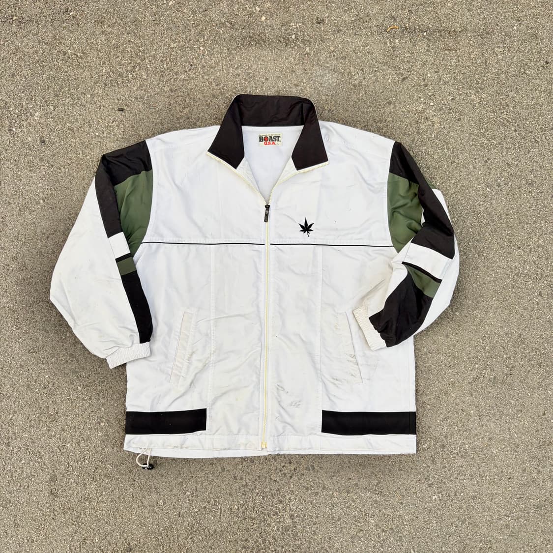 90s USA VTG 마리화나 자수 올드스쿨 오버핏 바람막이 L 상품이미지1