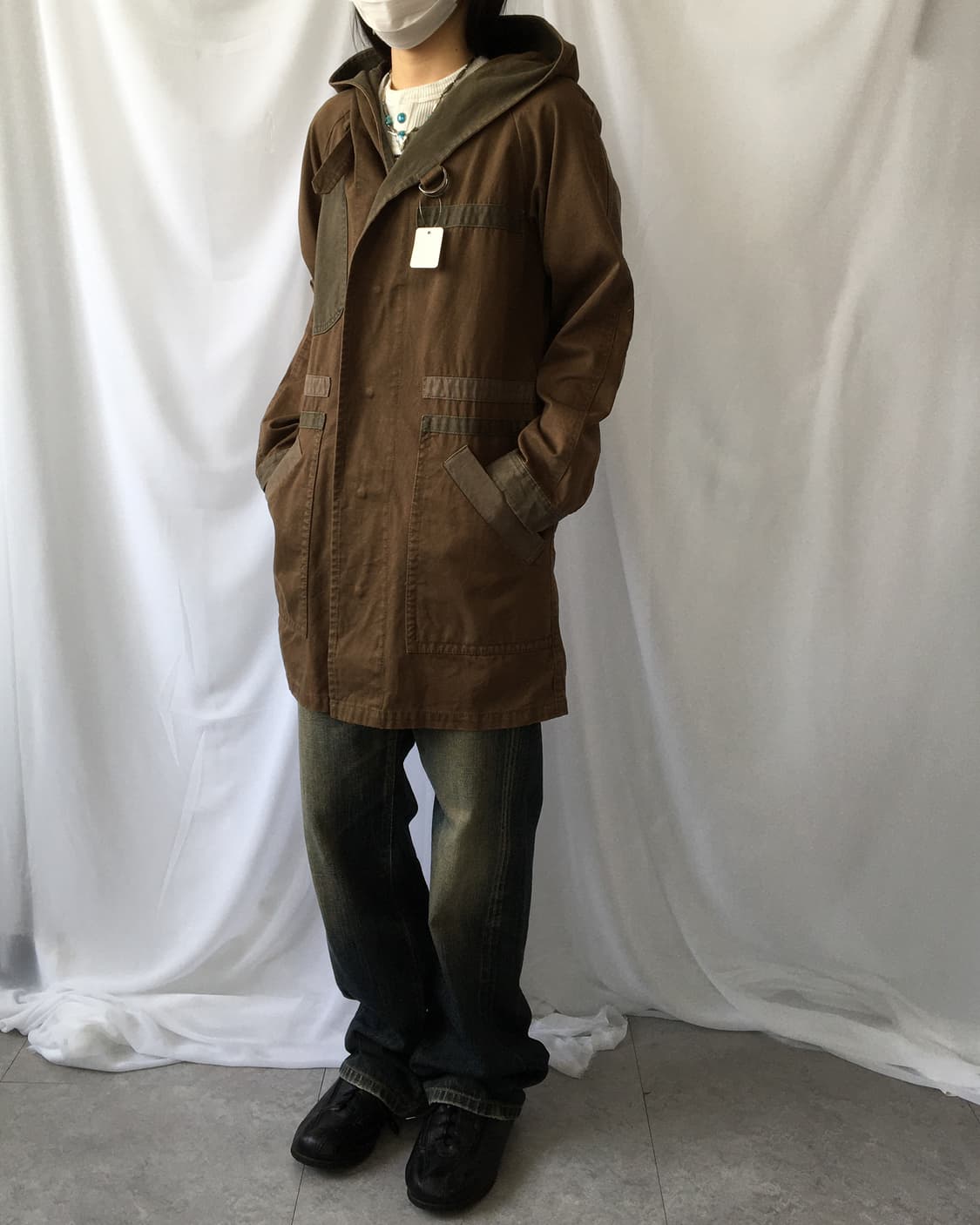 Patch point hood cotton coat 상품이미지10