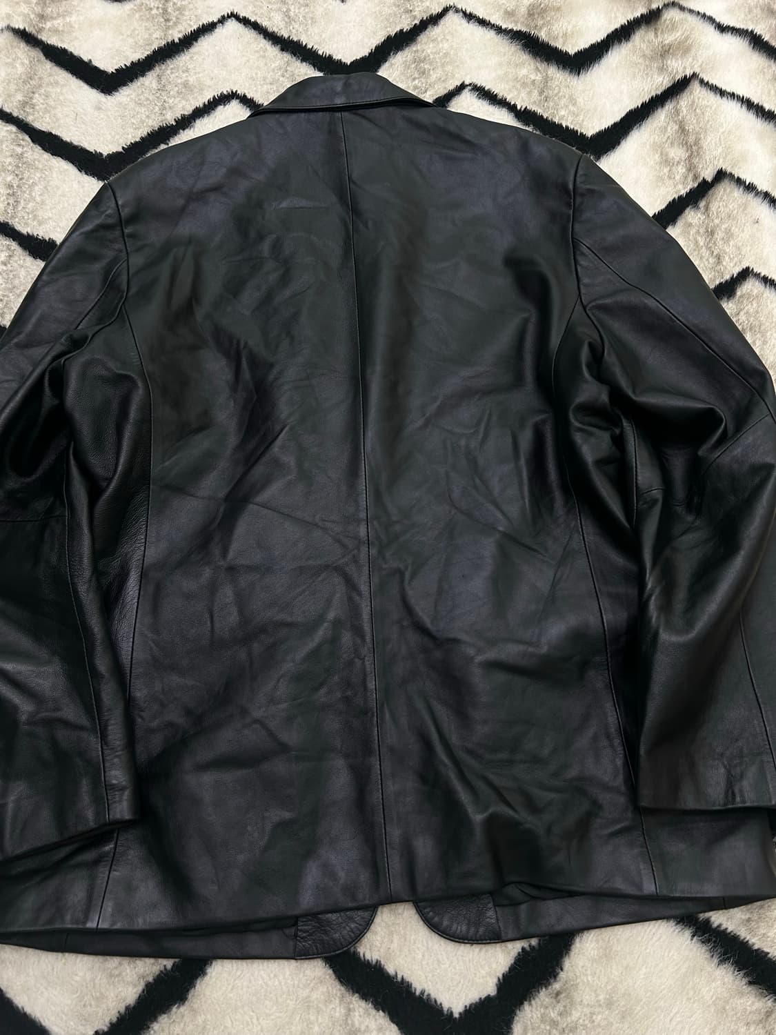 [2XL]빈티지 원버튼 양가죽 블레이저/블랙 상품이미지3