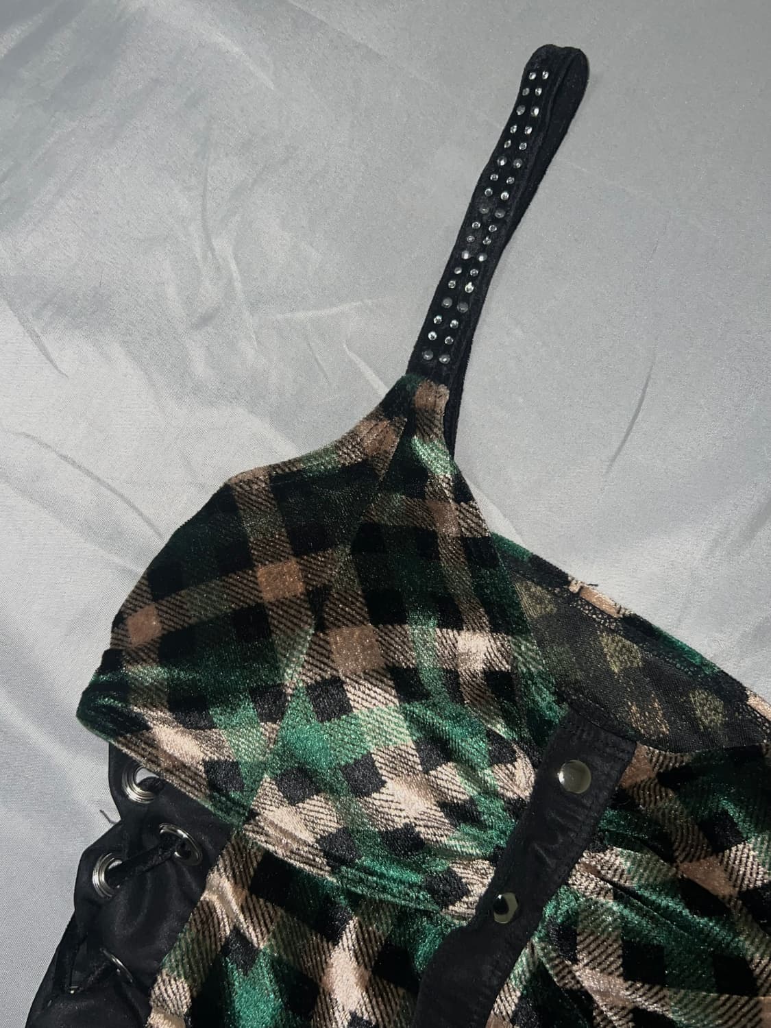 ✨vintage punk velvet sleeveless 아일렛 체크✨ 상품이미지4