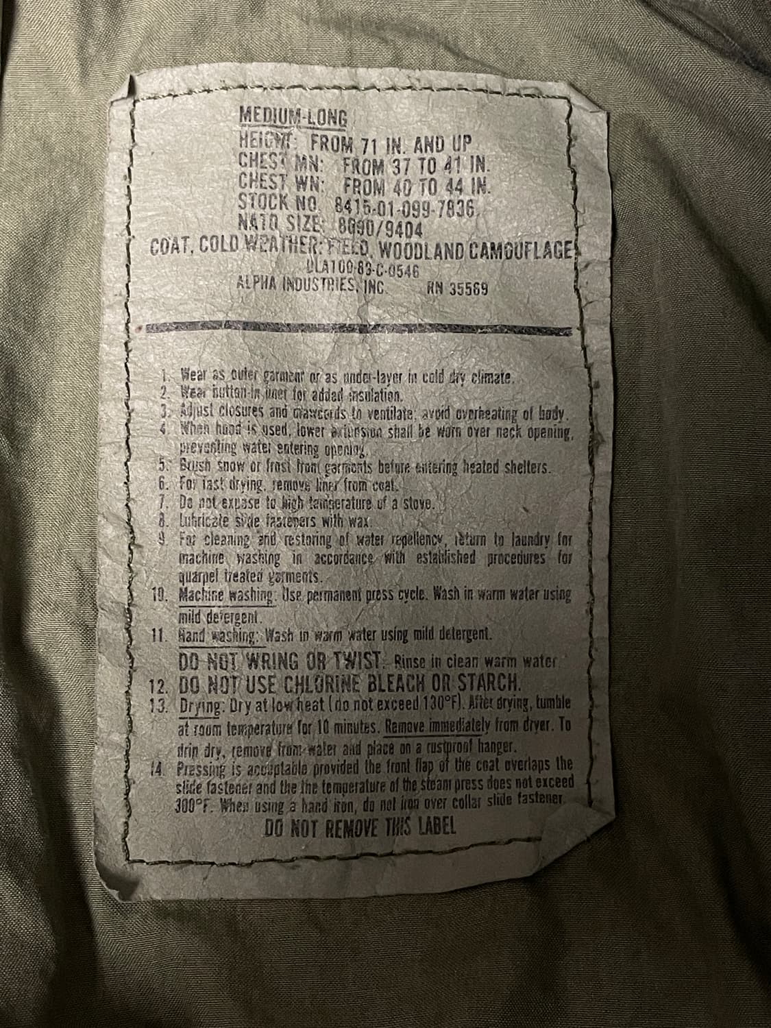 80's 알파인더스트리 우드랜드 m65 야상 상품이미지8