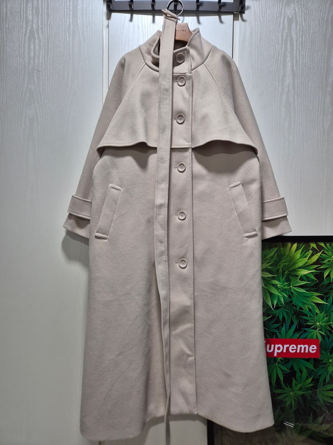 JPN빈티지.아이보리 케이프 롱 코트 상품이미지1