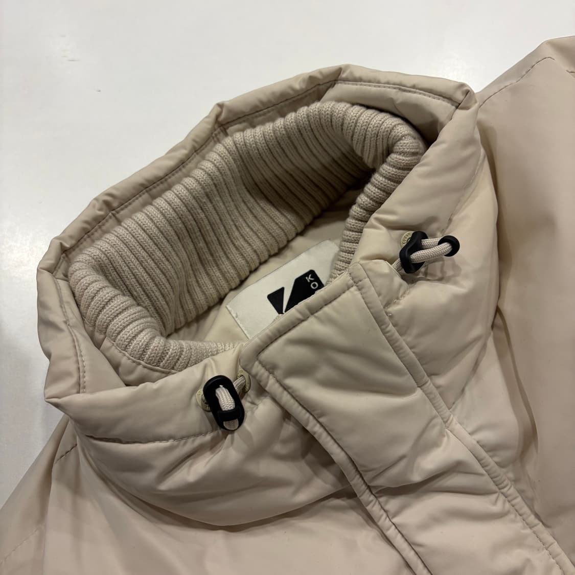 [S] 코닥 피쉬테일 구스 다운 베이지 패딩 점퍼 B759 상품이미지5