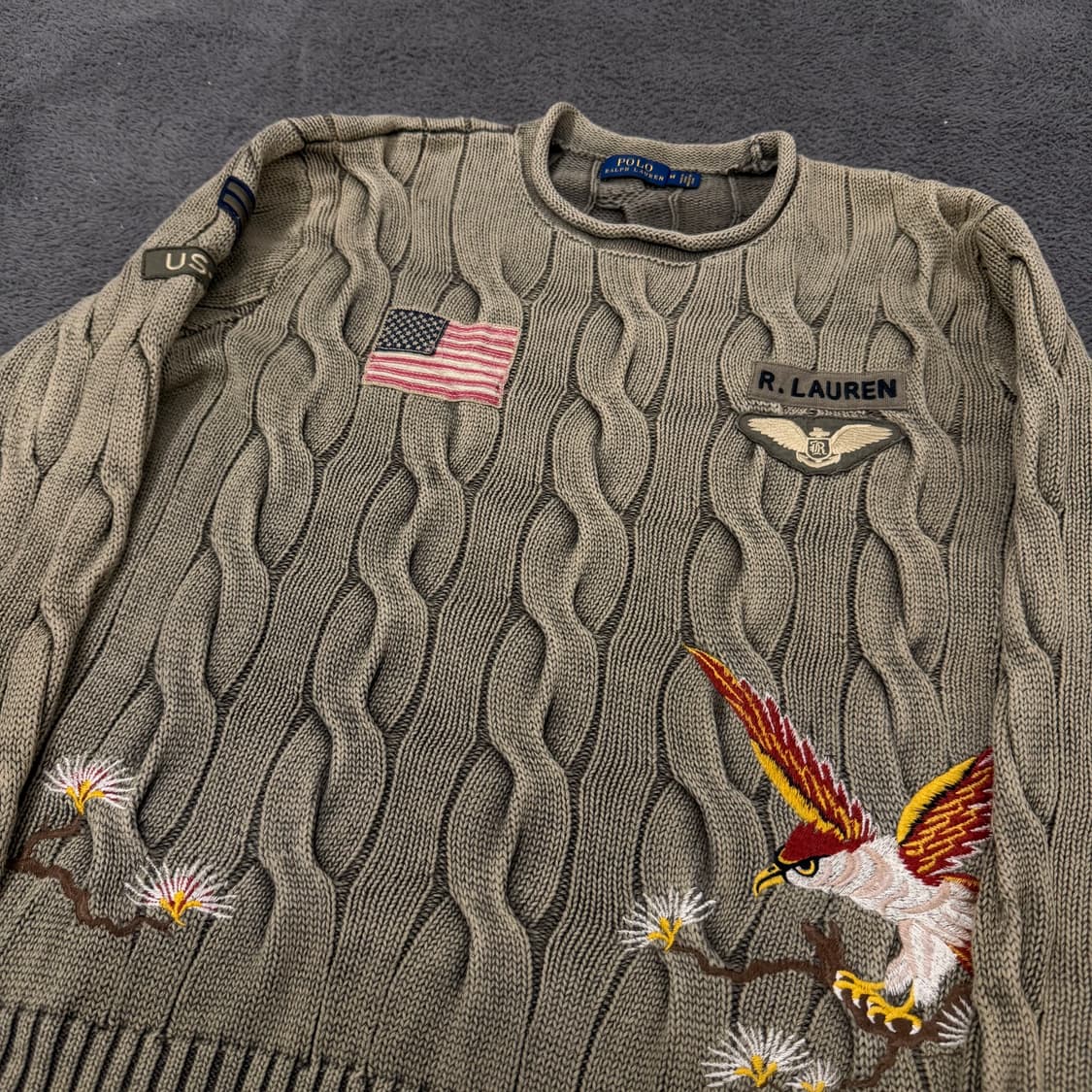 [정품/M] 폴로랄프로렌 자수 케이블 꽈배기 니트 상품이미지1