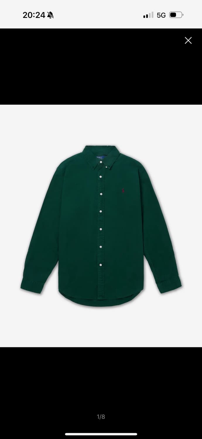 폴로 커스텀핏 가먼트 다이 옥스포드 셔츠 - 모스 어게이트 L 상품이미지1