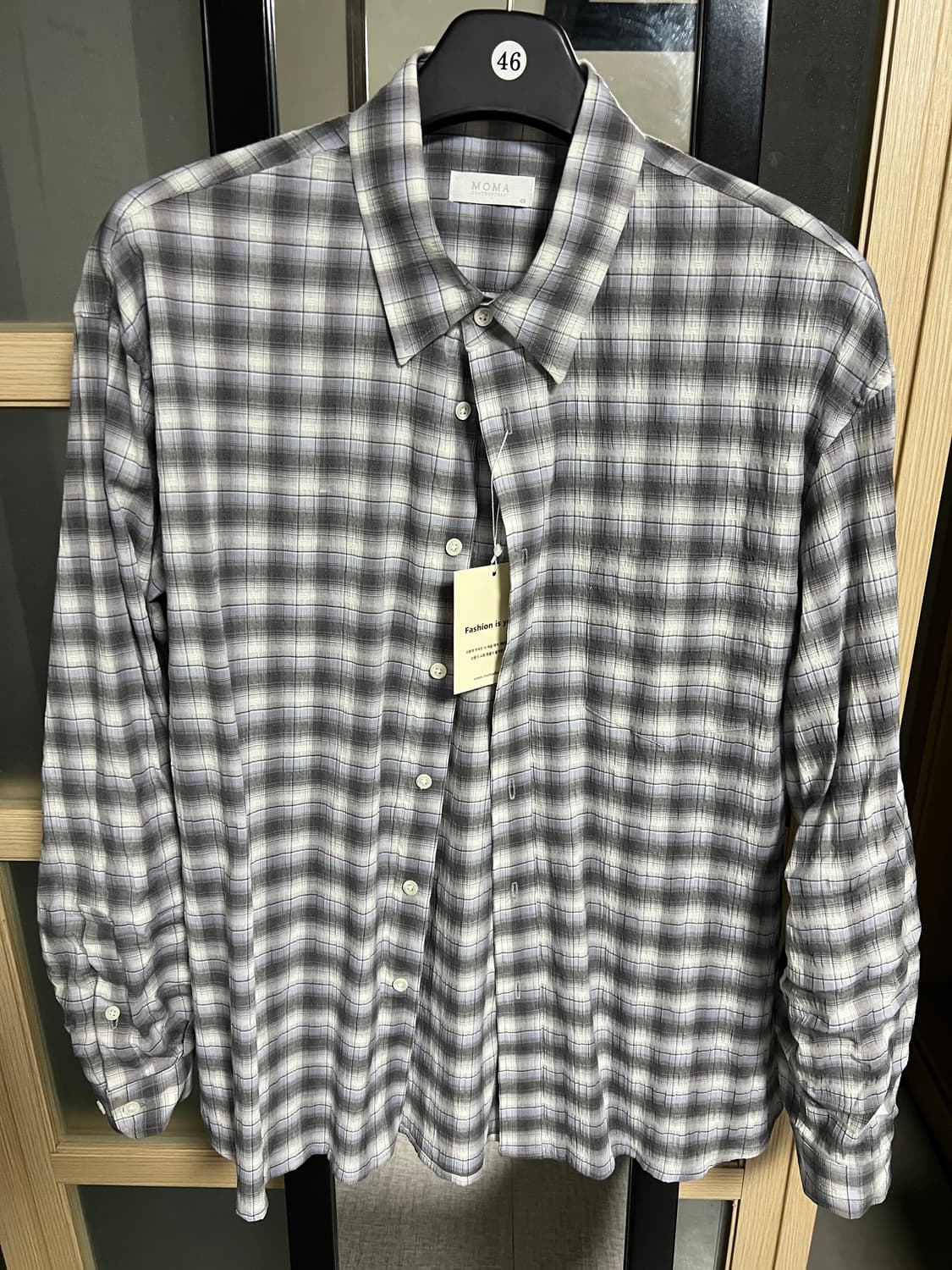 [46] 모마디자인 크링클 체크셔츠 그레이 momadesign 상품이미지3