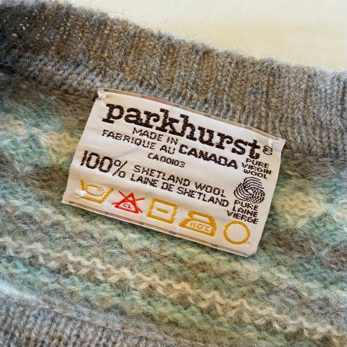 [W55] 80s 캐나다 parkhurst 셰틀랜드 울 라운드넥 니트 상품이미지3