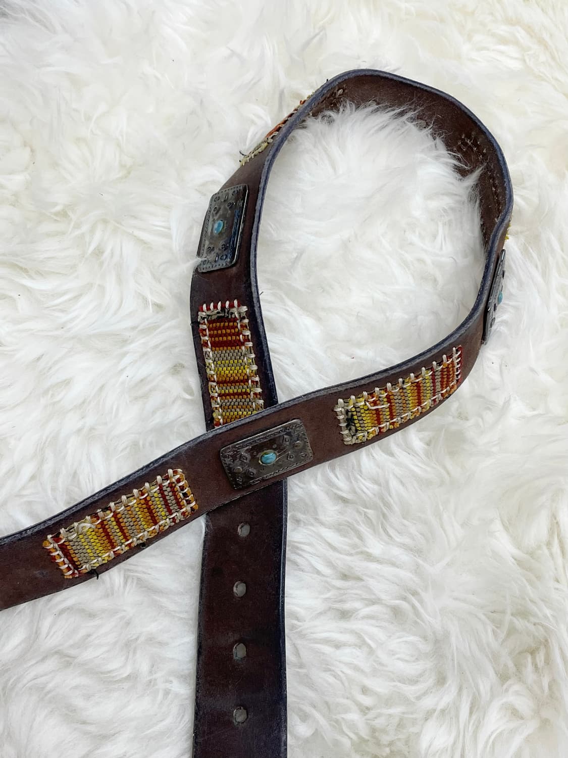 리얼레더 에스닉 스터드 버클 벨트 상품이미지5