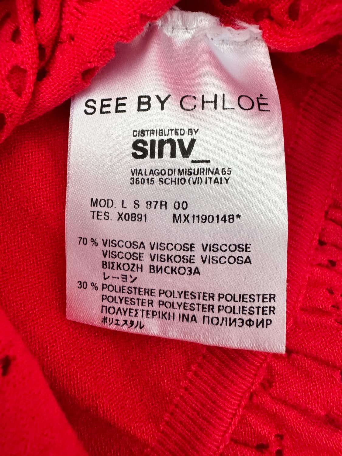 텍있는 새상품 See By Chloé 레드 레이스 원피스40(55사이즈4 상품이미지3