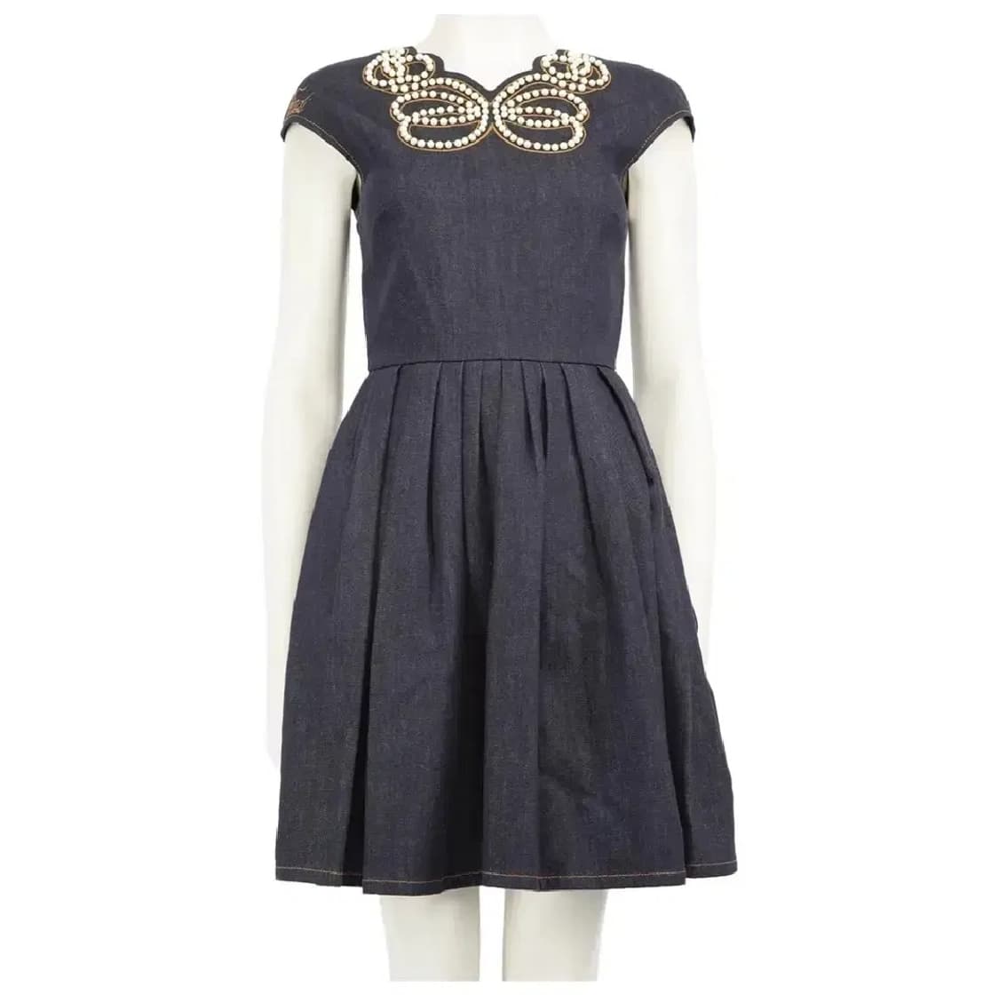 정품)급처상태좋은!펜디 데님 청 리본구슬 공주원피스 드레스 양산형지뢰계 상품이미지5