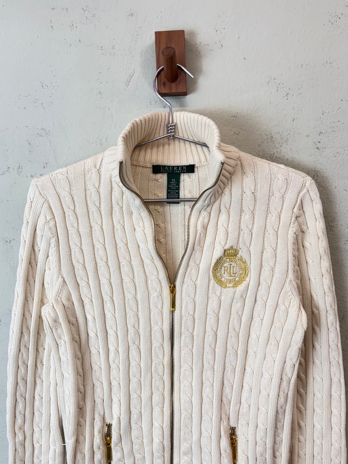 폴로랄프로렌 아이보리 케이블 니트 집업 상품이미지4