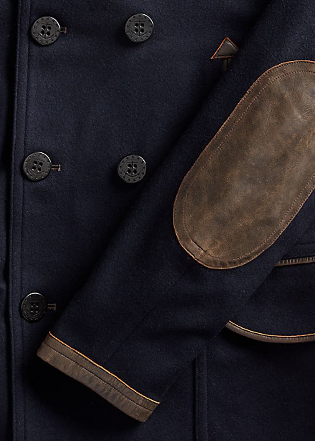 폴로 더블알엘 RRL 레더 가죽 트림 피코트 자켓 Leather-Trim 상품이미지6