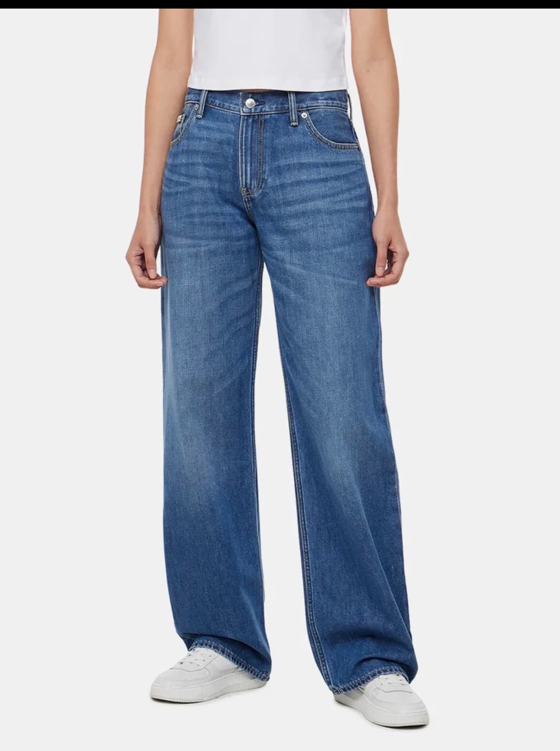 캘빈클라인 여성 로우라이즈 릴렉스핏 미드블루 37.5 라이트웨이트 데님 상품이미지1