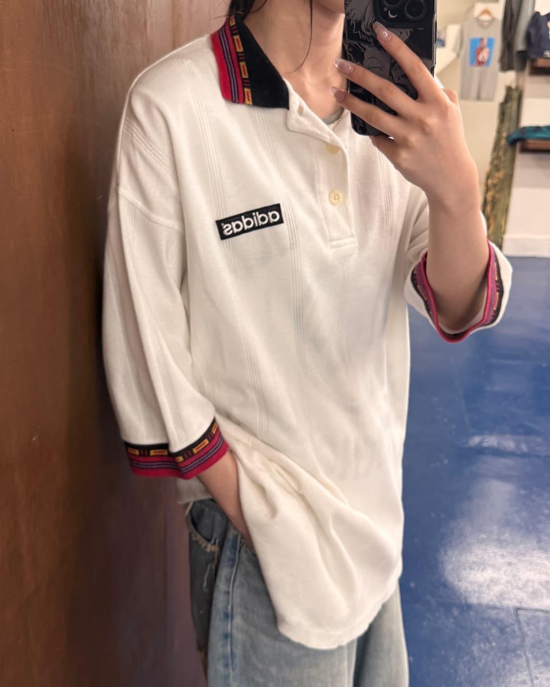 1990s Adidas 아디다스 카라 반팔티  상품이미지2
